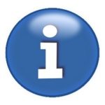 informacja, znaczek, biała litera i na niebieskim tle